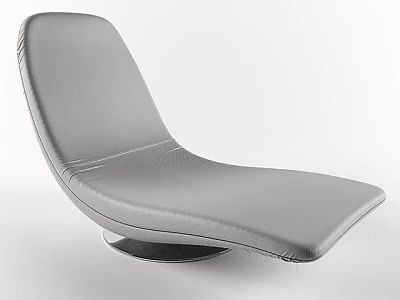 Modern Gray Leather Lounge Chair With Curved Backrest And Round Metal Base 3d model