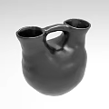 Black Double Mouthed Ceramic Vase Decorative Ornament Set For Modern Home Decor
