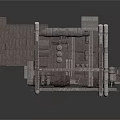 Space Station Structure With Metal Framework Platforms And Support Columns