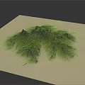 Garden Landscape 3D Model with Green Vegetation and Brown Mountain Terrain on White Paper