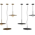 Various Modern Pendant Lights Featuring Gold Black Round Base And Spherical Bulb Designs 3d model