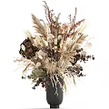 Natural Dried Flower Arrangement in Black Vase with Eucalyptus and Pampas Grass