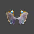 Mythical Game Movie Character With Vibrant Yellow Purple Glowing Wings And Blue Gem