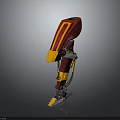 Red And Yellow Mechanical Arm With Metal Structure For Industrial Use