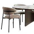 Minimalist Modern Dining Table Set With Marble Top Upholstered Chairs And Metal Legs