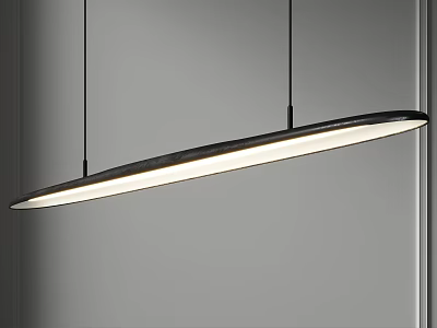 Modern Linear Pendant Light With Sleek Black Frame And White Illuminated Shade Design 3d model