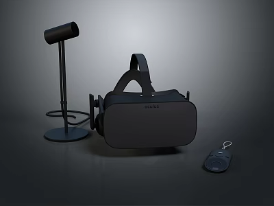 Modern VR Headset For Computer Gaming With Microphone Stand And Wireless Remote Controller 3d model