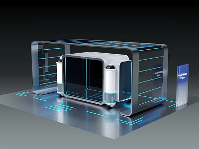 Modern Tech Display Device With Transparent Panels Blue Accent Lines And Digital Signage 3d model