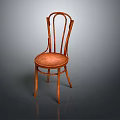 Classic Wooden Dining Chair With Curved Backrest And Round Seat
