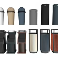 Public Facilities Waste Bins With Multiple Designs And Different Color Options 3d model