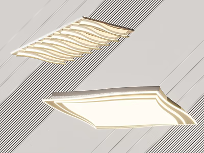 Modern Stylish Ceiling Lights With Wave Pattern And Square Shape Design For Home 3d model