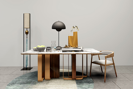 Light Luxury Dining Table and Chair Combination 3d model