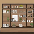 Modern Middle Style Bookcase 3d model