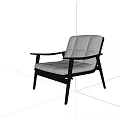 Modern Minimalist Leisure Chair With Light Gray Brown Padded Seat Black Frame Armrest