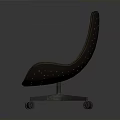 Dark Brown Leather Office Chair With Rolling Wheels And Simple Classic Design