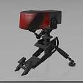 Mechanical Weapon With Red Top Component And Tripod Stand Base Structure