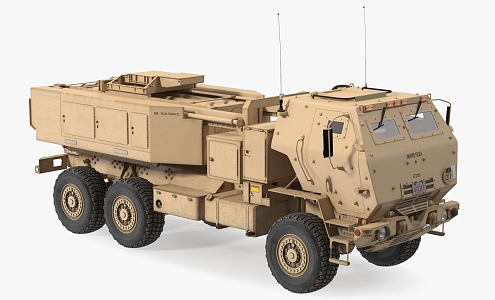 M142 HIMARS multiple rocket launcher armored car train truck 3d model