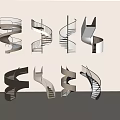 Elegant Modern Spiral Stairs Interior Design With Wooden Steps And Glass Railings