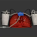 Red Thirst Aid Hat With Silver Cans Black Straps Blue Component And Tube 3d model