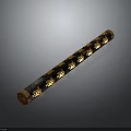 Traditional Decorative Black Cylinder With Intricate Gold Patterns And Elegant Carved Ends