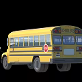 Yellow School Bus Exterior View With Front Headlights And Side Windows 3d model