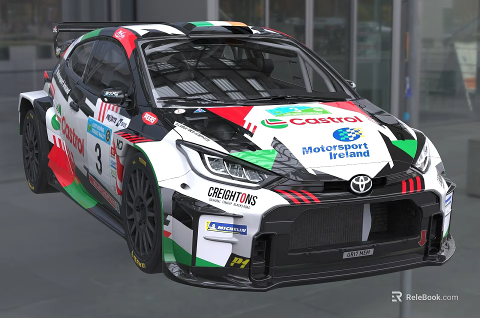 Toyota Race Car Featuring Castrol Motul Gazprom Sponsor Logos And Racing Livery Front Design 3d model 