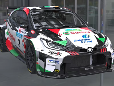 Toyota Race Car Featuring Castrol Motul Gazprom Sponsor Logos And Racing Livery Front Design 3d model