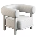 Modern Rounded Armrest Accent Chair With Beige Fabric And Wooden Legs