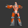 Orange and Gray Autobot Robot with Mechanical Structure and Articulated Limbs in Standing Pose