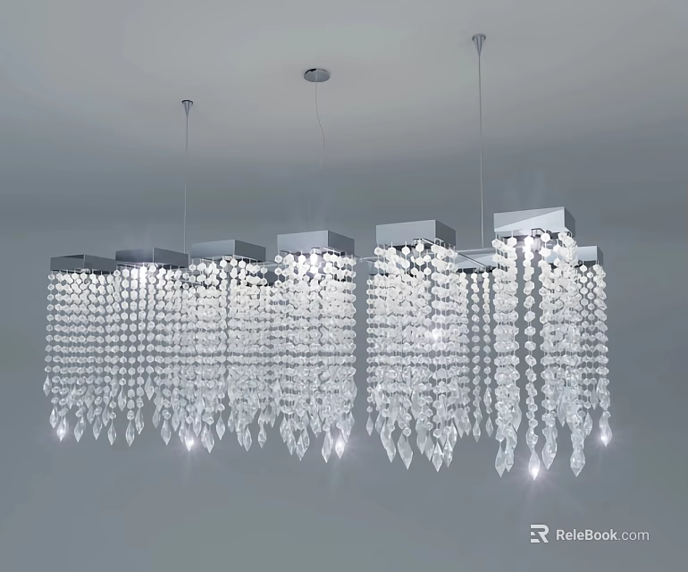 Modern Crystal Chandeliers with Hanging Prism Drops and Elegant Design 3d model 