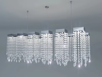 Modern Crystal Chandeliers with Hanging Prism Drops and Elegant Design 3d model