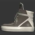 Modern Gray High Top Leather Shoes With Light Colored Laces And White Sole