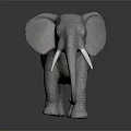 Gray Elephant Figurine With Long Trunk White Tusks Standing On Dark Background 3d model
