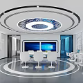 Modern Conference Room Interior Design With Long Tables White Chairs And Large Screen