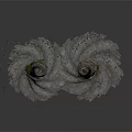 Unique Black Twisted Spiral Plants With Gray Base And Small Decorative Accents 3d model