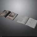 Open Books Display With Illustrated Pages Red Text And Text Only Content
