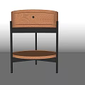 Modern Wooden Bedside Table With Drawer Lower Shelf And Black Metal Frame