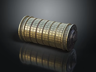 Golden Metal Door Handle With Combination Lock Design And Classic Security Features 3d model