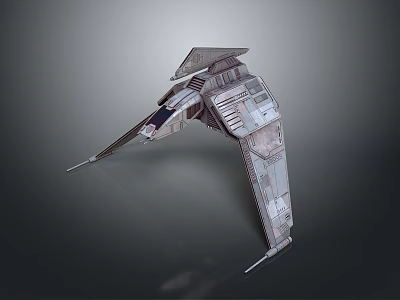 Futuristic Sci Fi Spaceship Model With Metallic Wings And Detailed Structure 3d model