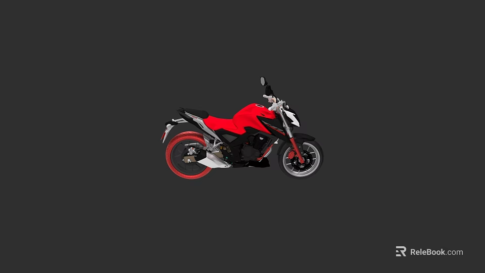 Red And Black Sports Motorcycle With Modern Design And Red Alloy Wheels 3d model 