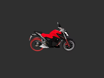 Red And Black Sports Motorcycle With Modern Design And Red Alloy Wheels 3d model