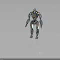 Futuristic Sci Fi Humanoid Robot Character With Silver Orange Mechanical Structure Design 3d model