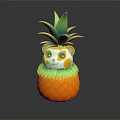 Game Movie Cartoon Character With Pineapple Shaped Body Green Leaves And Cute Animal Face