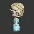 Cute Blonde Cartoon Princess With Blue Eyes And Snowflake Dress Figurine