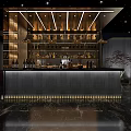 Modern Luxury Bar Interior With Sleek Counter Illuminated Wine Wall And Elegant Lighting