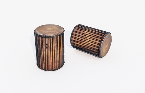 Musical Instruments Old Handmade Drums 3d model