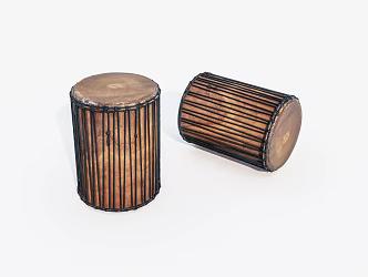 Musical Instruments Old Handmade Drums 3d model