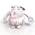 Adorable Pink Plush Stuffed Toy Character With Big Eyes Long Beard And Soft Texture