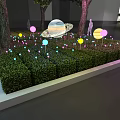 Colorful Outdoor Lights On Green Lawn With Circular Moon Pattern And Spherical Lamps