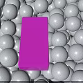 Eye Catching Purple Phone Shaped Product Display Surrounded By White Spheres